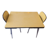 Vintage 1960s yellow straw and chrome formica set.