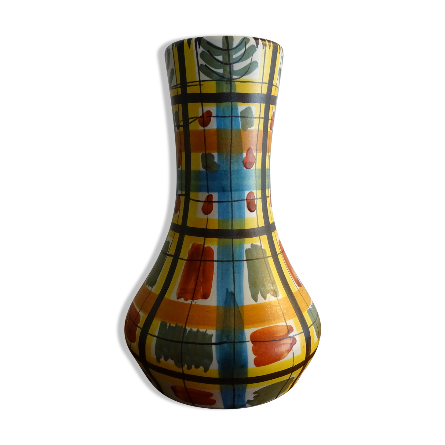 Vase Keraluc Quimper vintage 60's 70's with geometric decorations