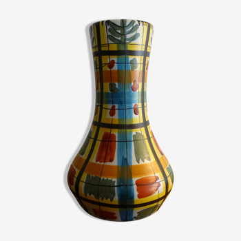 Vase Keraluc Quimper vintage 60's 70's with geometric decorations