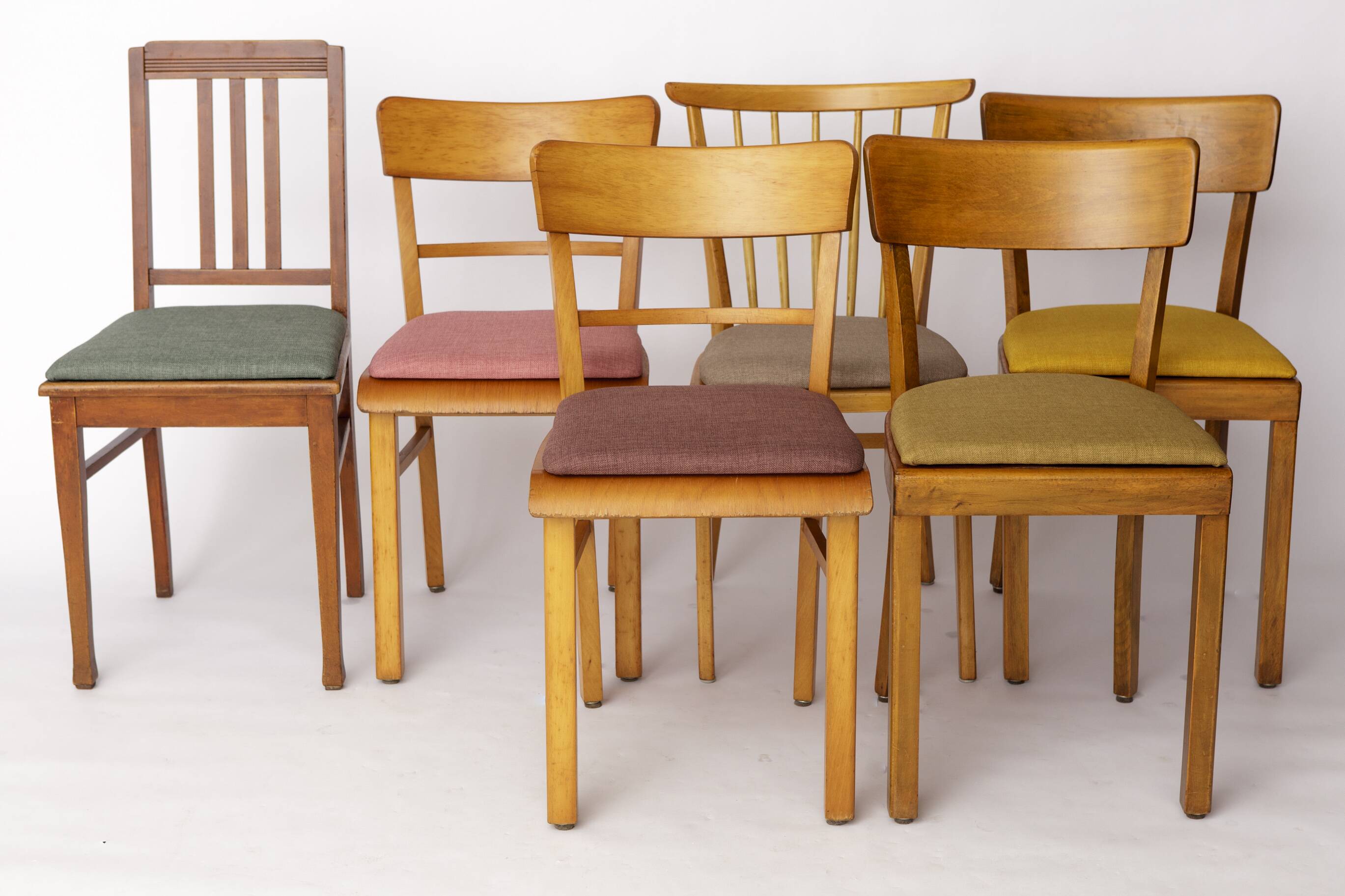 Set of 6 Vintage German Dining Chairs, 1950s–1960s | Beech Wood Frames