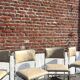 Set of 4 vintage chairs in chrome and faux leather.