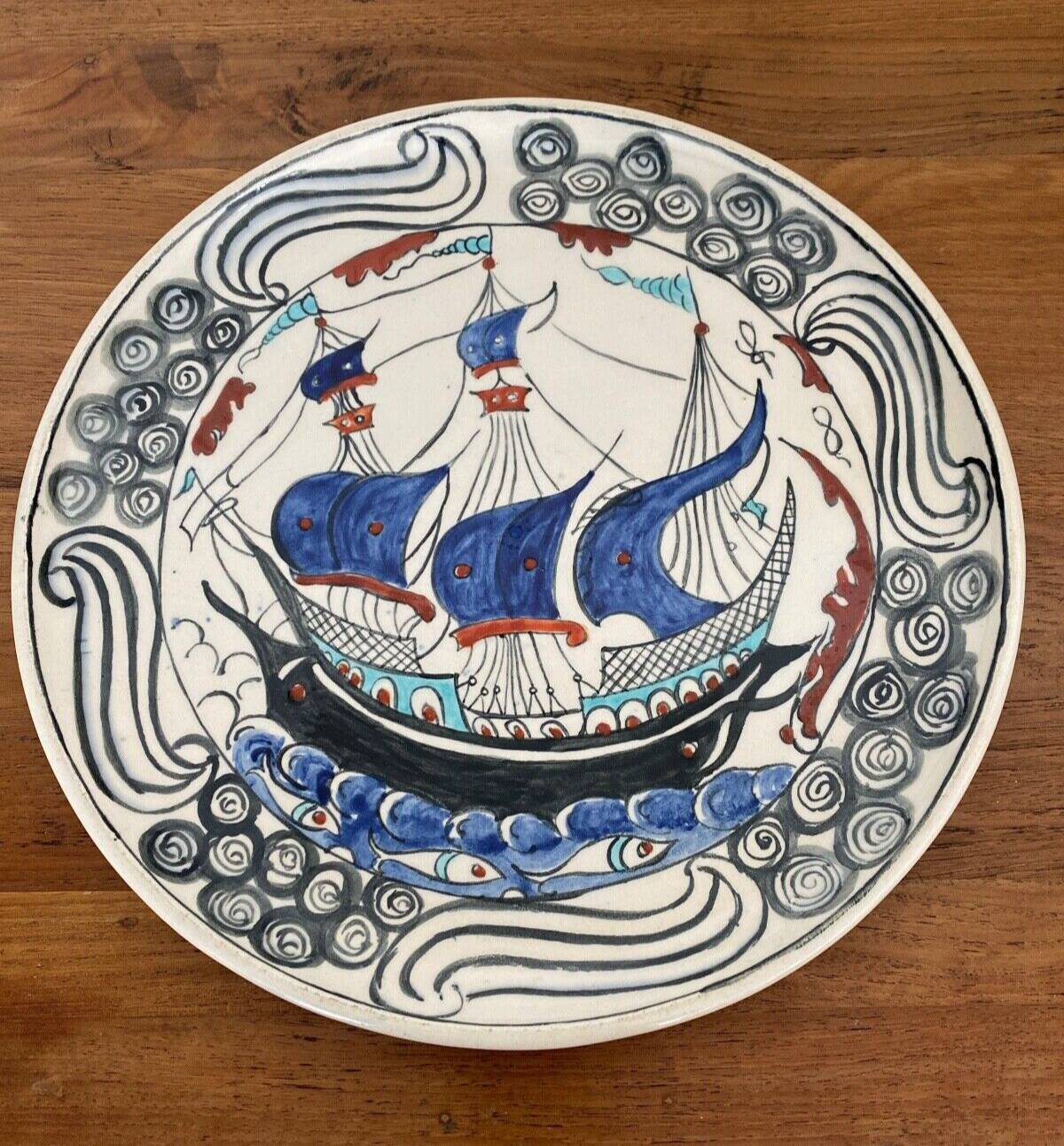 Iznik dish decorated with CB 20th century monogram caravel