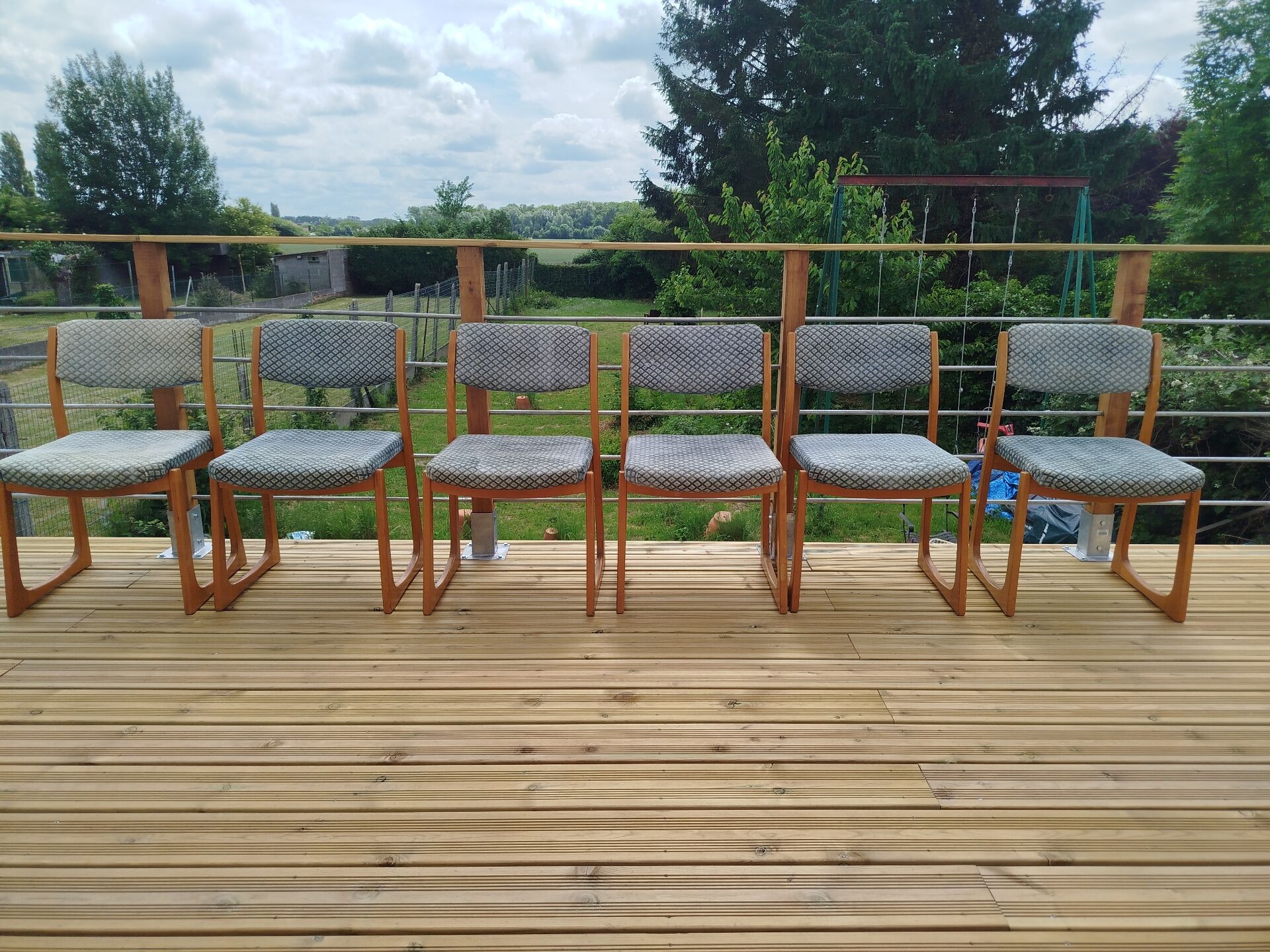 Ensemble de 6 chaises traineau, années 70