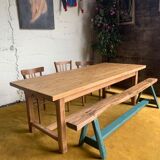 Raw wood farm table.