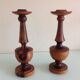 Pair of raw wood candlesticks