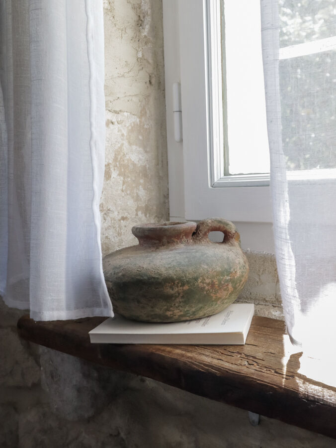 Aged patina rustic vase green