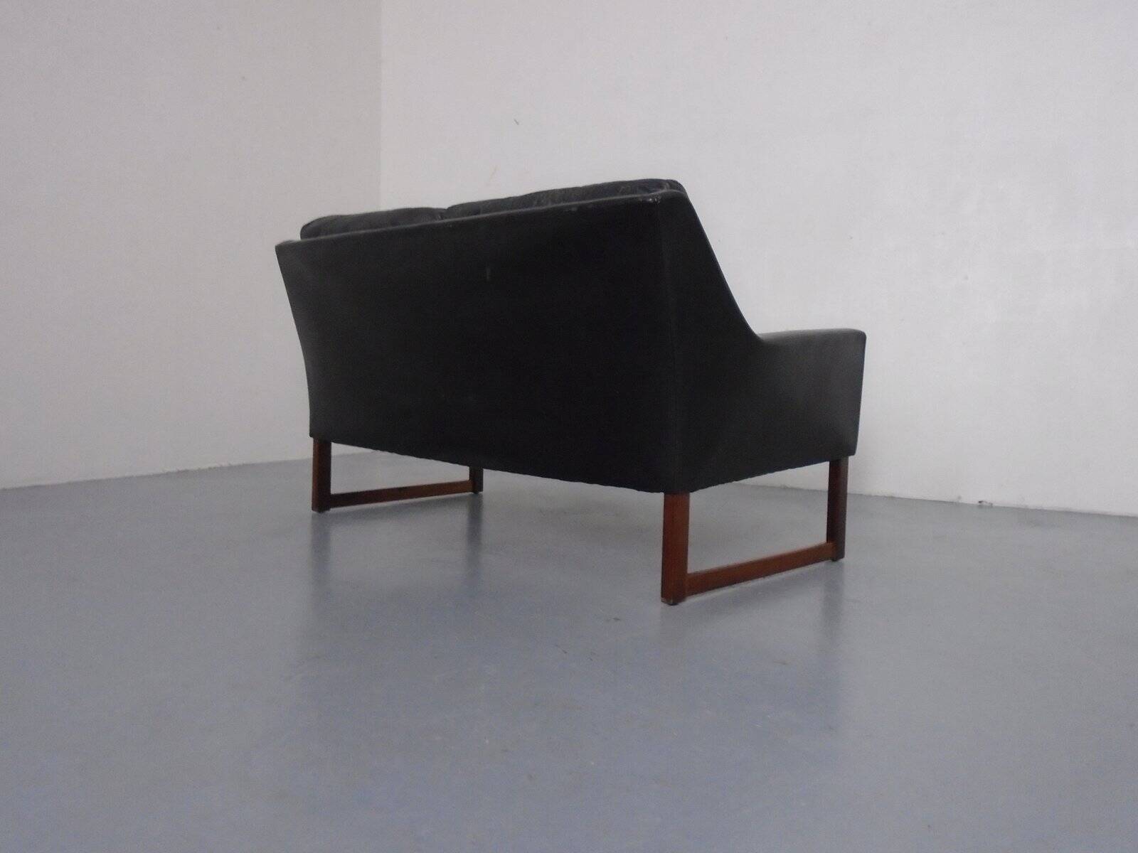 Mid-Century Rosewood & Leather 2-Seater Sofa by Rudolf Glatzel for Kill International, 1960s