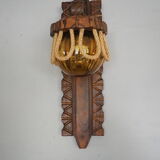 Sconce in wood and yellow glass ball from the 1960/1970