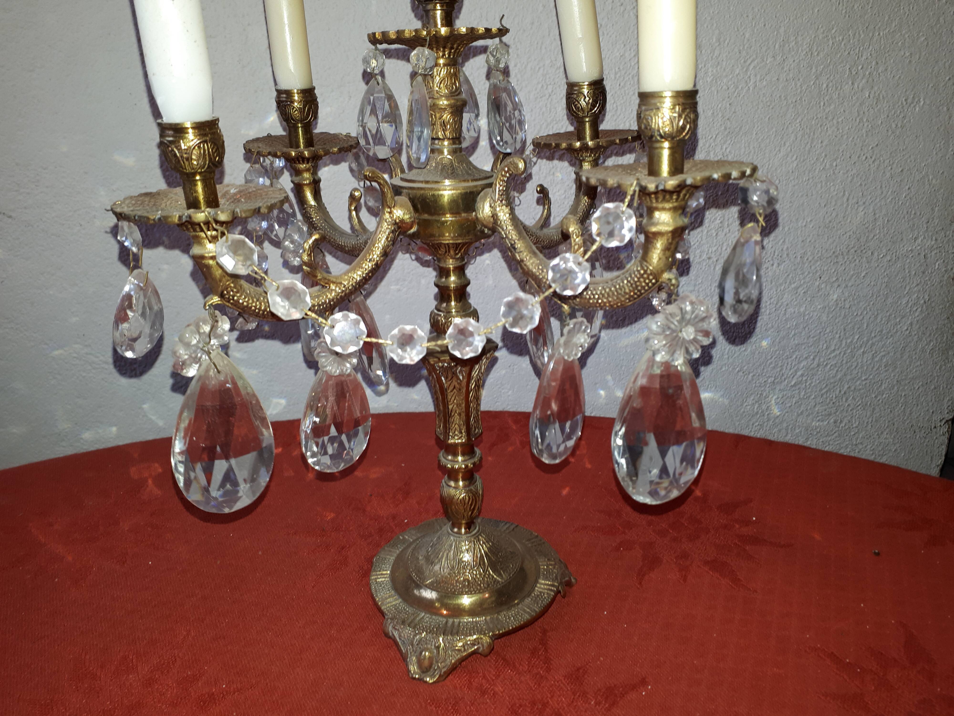 Candlestick 5 lights with antique tassels