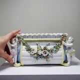 Small antique German porcelain planter Putti 19th century Meissen style
