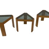 Vintage Set of 3 side tables by Porada Arredi, 1970s nesting tables design