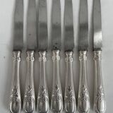 Service à couteaux, Charles Christofle, métal argenté, Art Nouveau, décor végétal, fromage, grands
