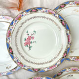 Set of 6 porcelain plates and 6 small mismatched vintage plates ~ Dinner service for 6 people ~