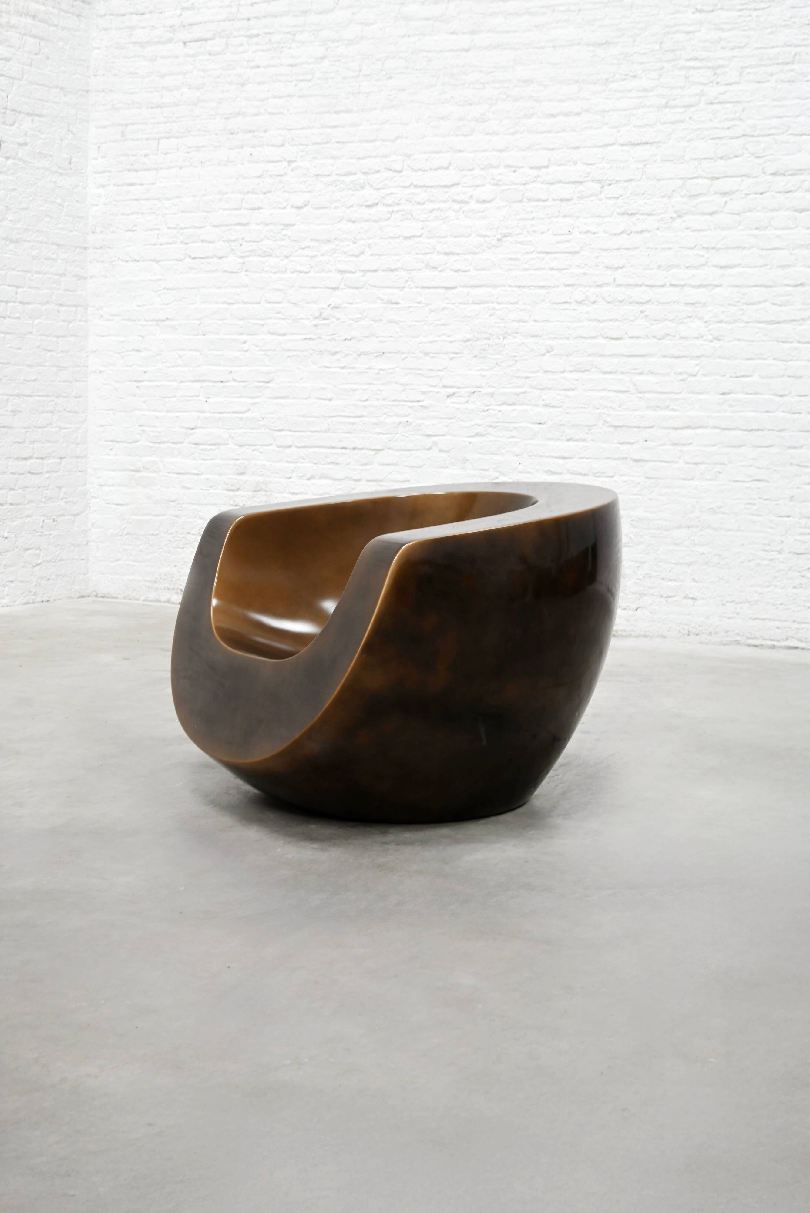 Moon Chair by Mike To, Sculptural Fiberglass Armchair, 2000s