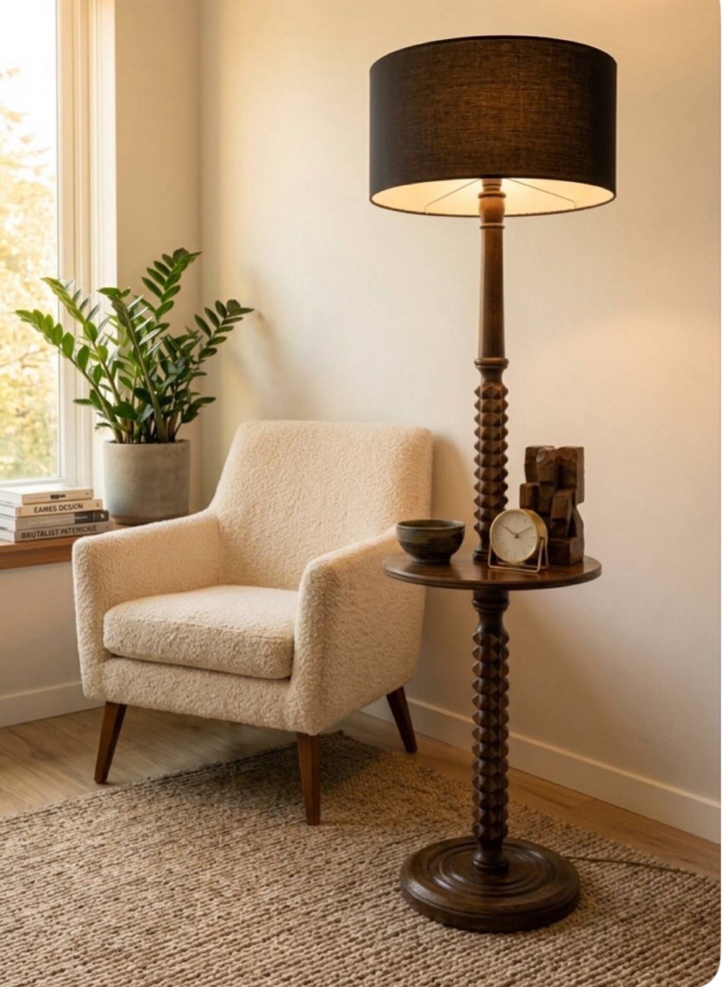 Charles Dudouyt solid oak reading lamp