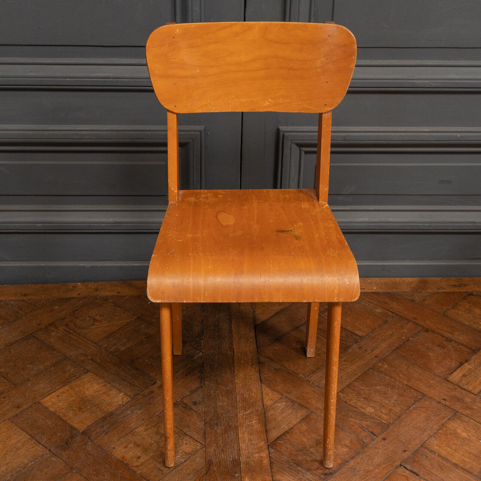 Chaise en bois cintré 1960 bureau travail français