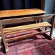 Wooden school desk with integrated bench, France, 1950s