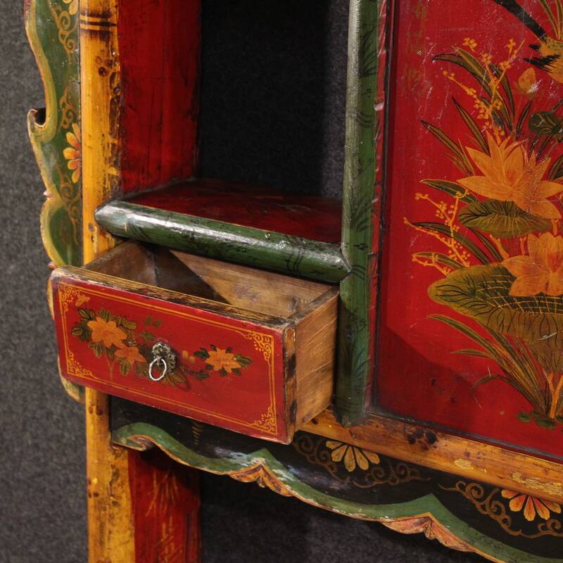 20th century lacquered and painted Chinese headboard