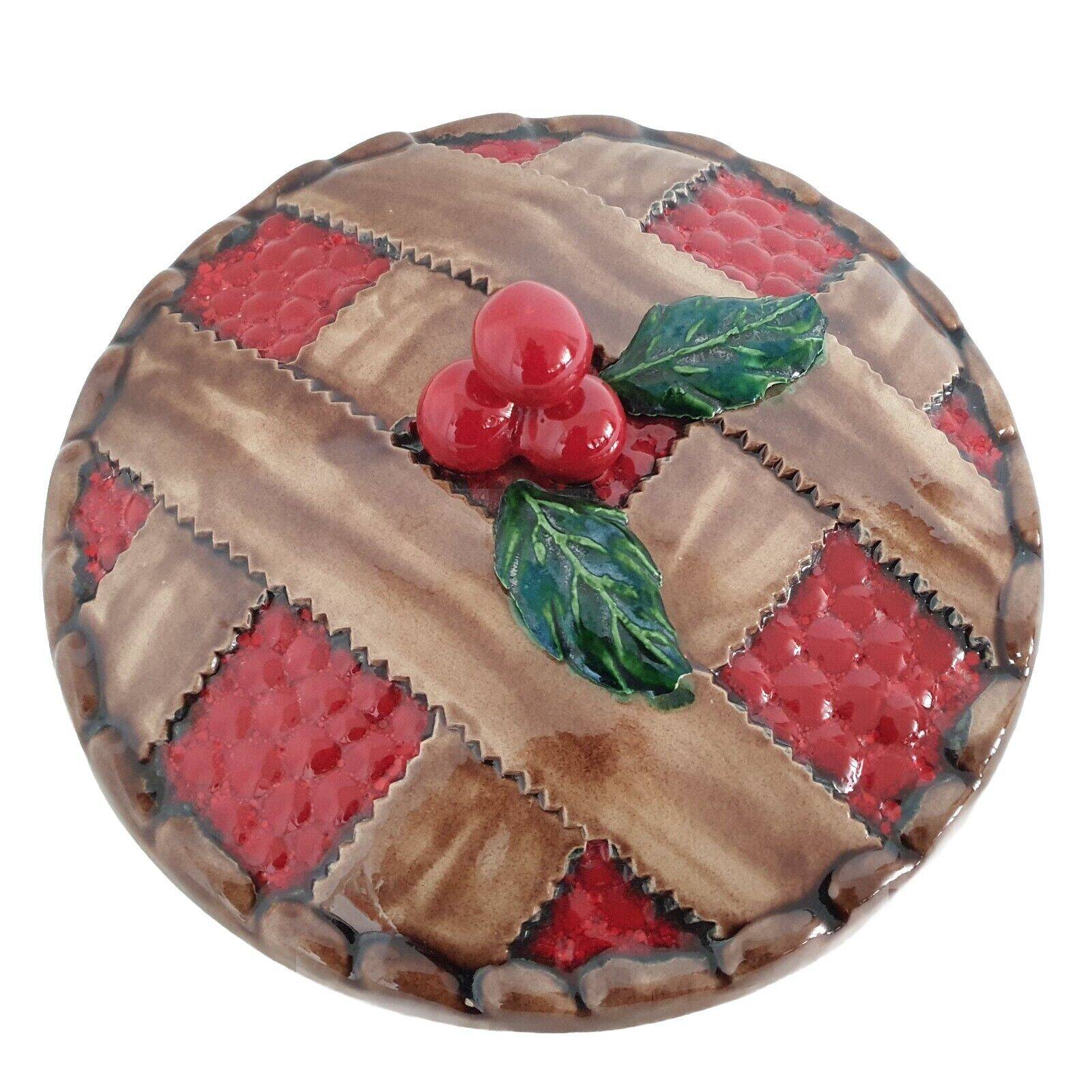 Slush Lid For Tart Dish Red Fruit Tart Decor 1960s