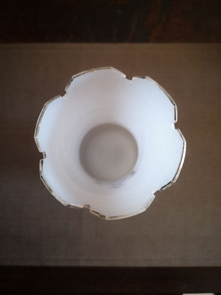 Opaline vase with cut neck, crown shape - mid-19th century