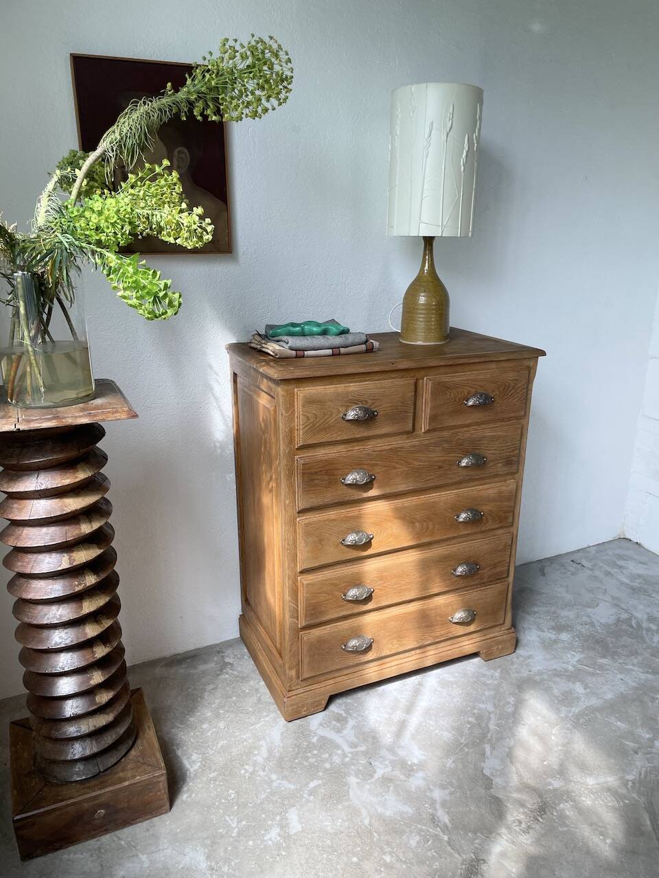 1950 oak chiffonier chest of drawers