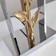 Maison Charles table lamp in chrome and gilt bronze with rose, France, 1970s