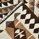 93x277 Wool Cream Runner Rug, Vintage Runner For Hallway