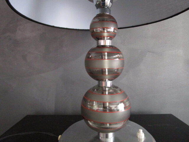Pair of crystal and chrome metal lamps