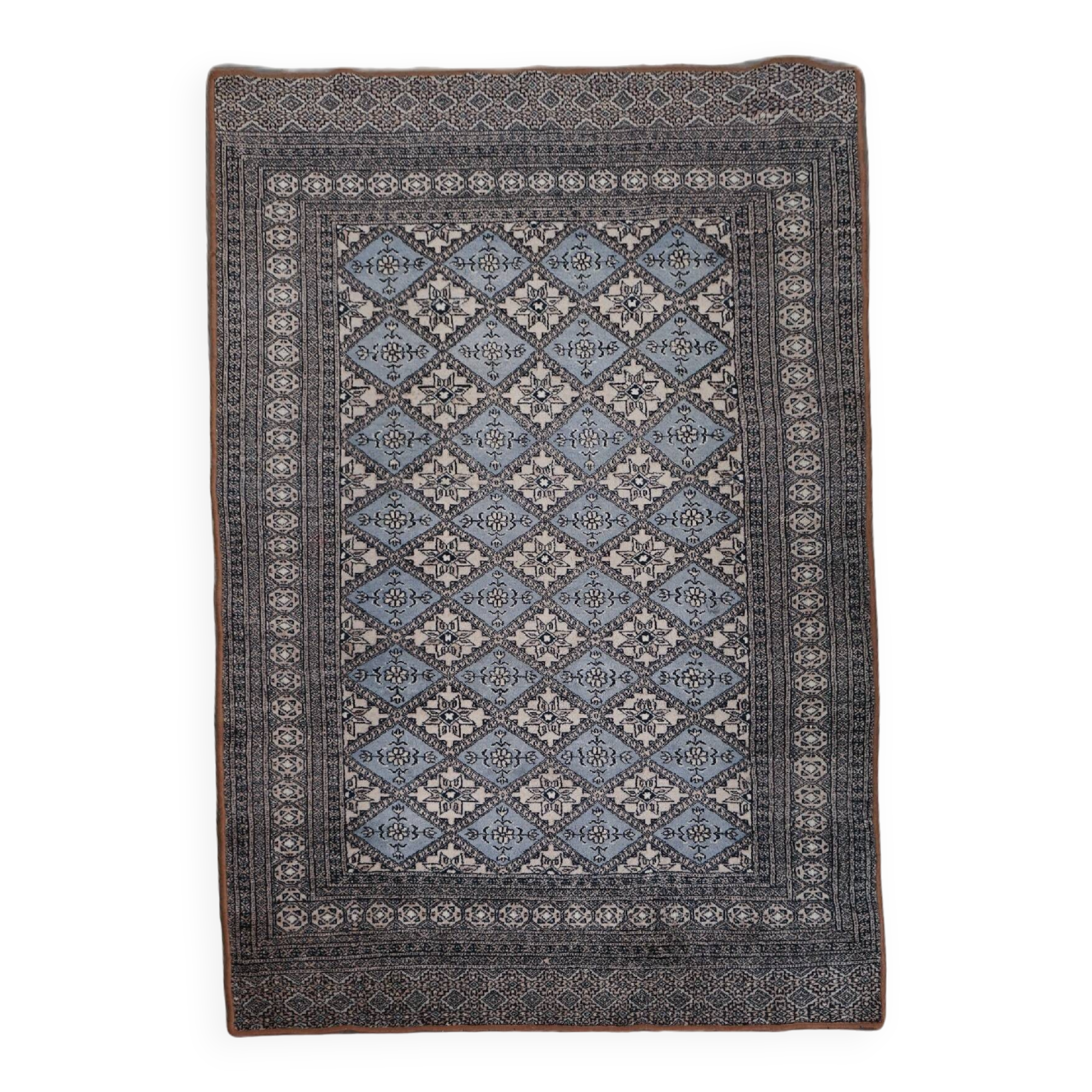 Light blue vintage oriental rug 215×137 cm
