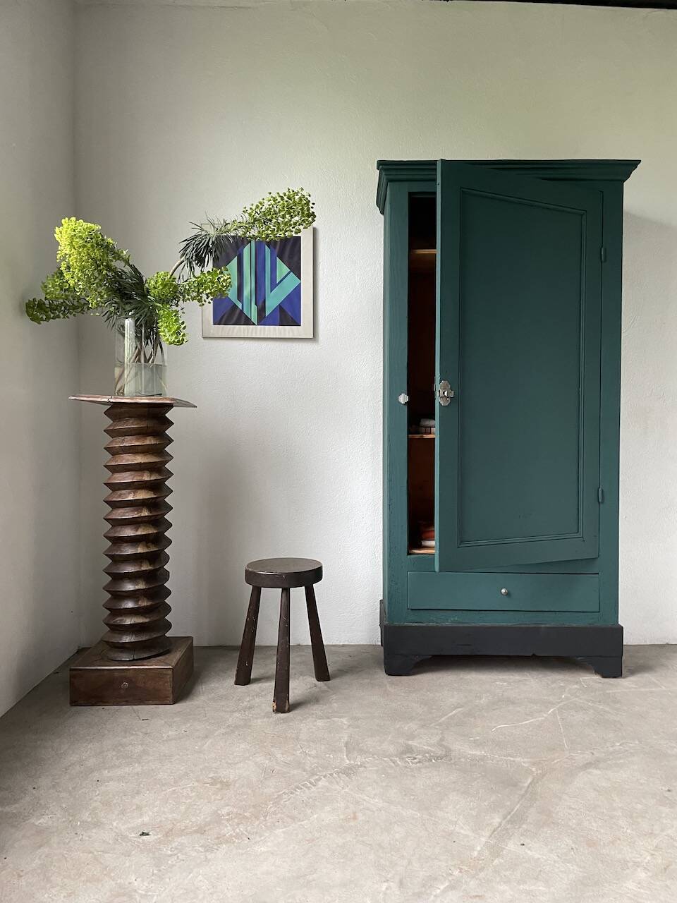 Green hosiery cabinet