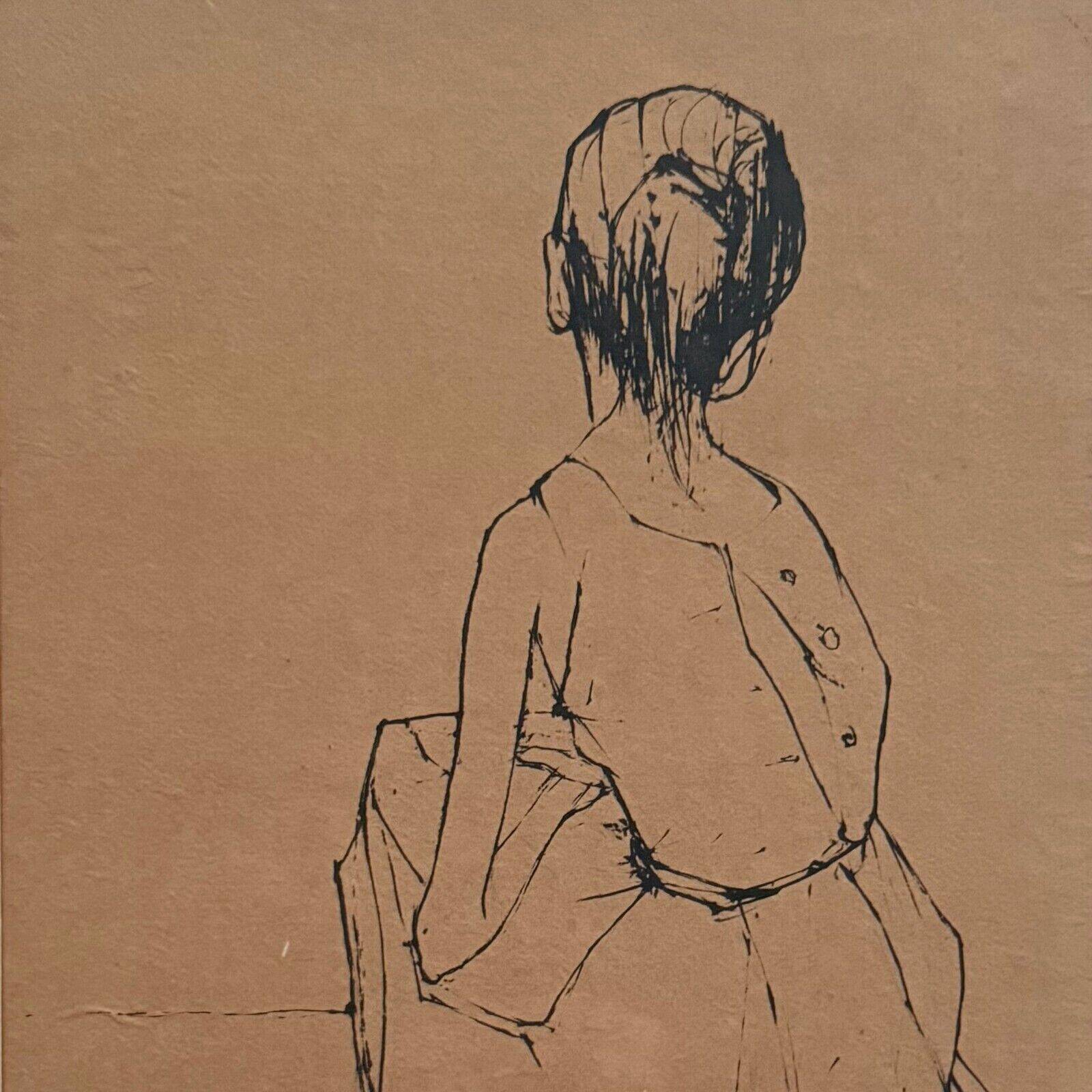 Lithograph countersigned by Jansem 30/40 woman from behind 20th century