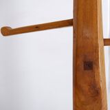 Vintage Brutalist wooden standing coat rack