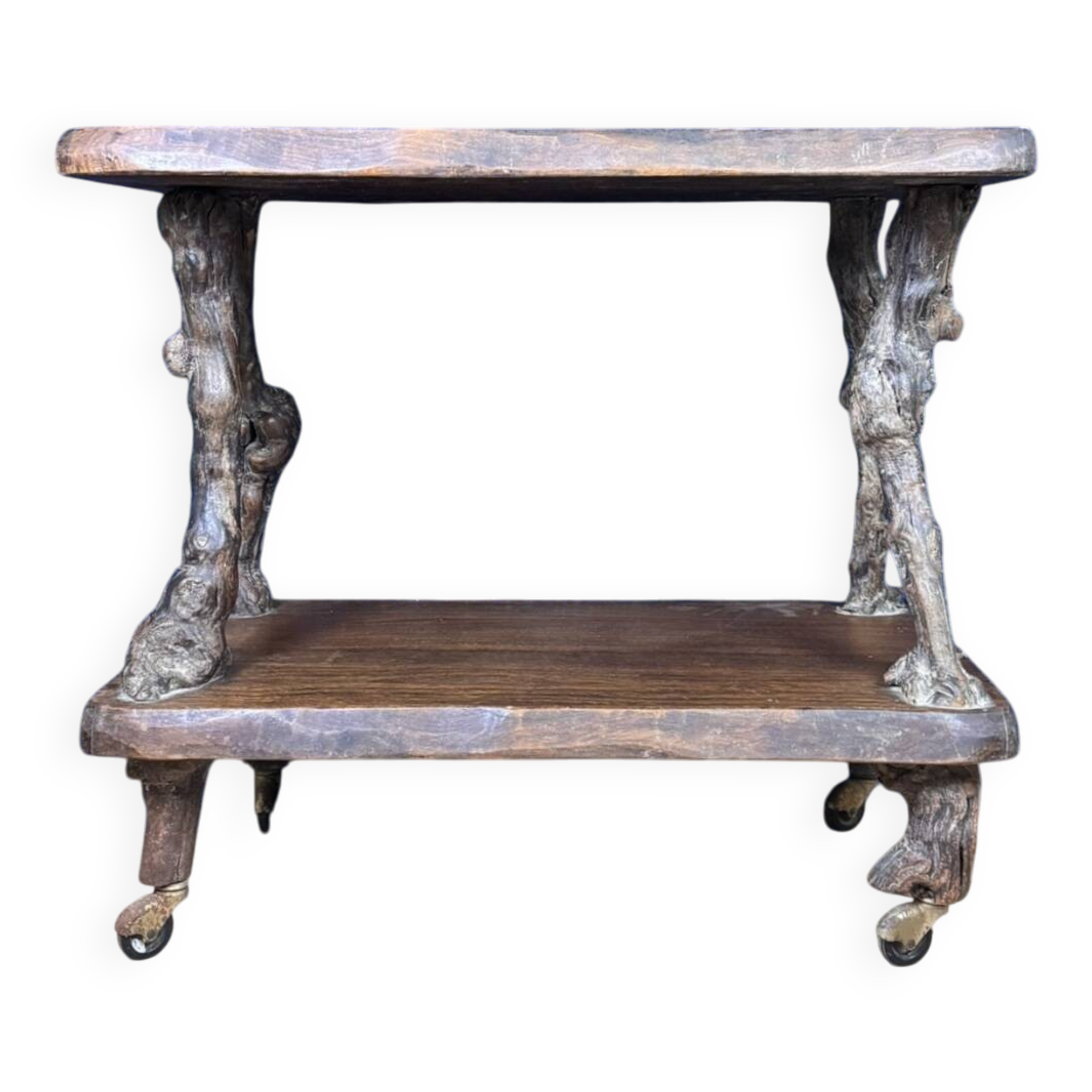 20th century folk art work: Rare serving cart
