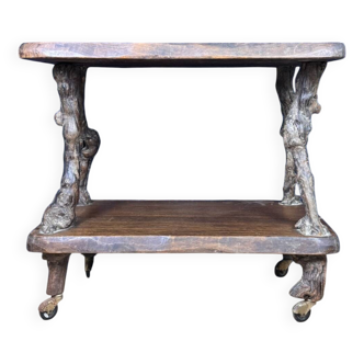20th century folk art work: Rare serving cart
