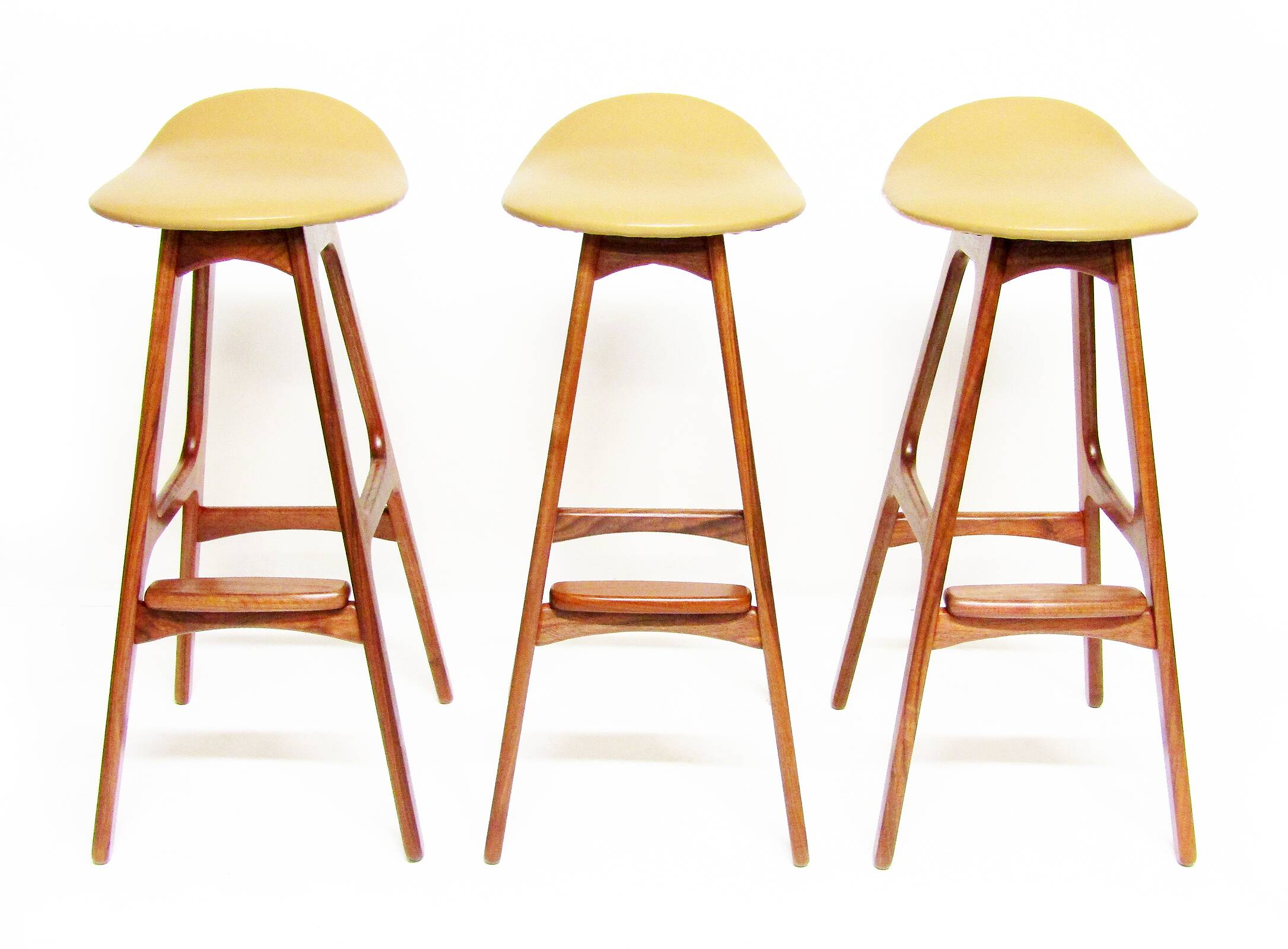 Three 1960s Danish Bar Stools In Rosewood & Leather by Erik Buch