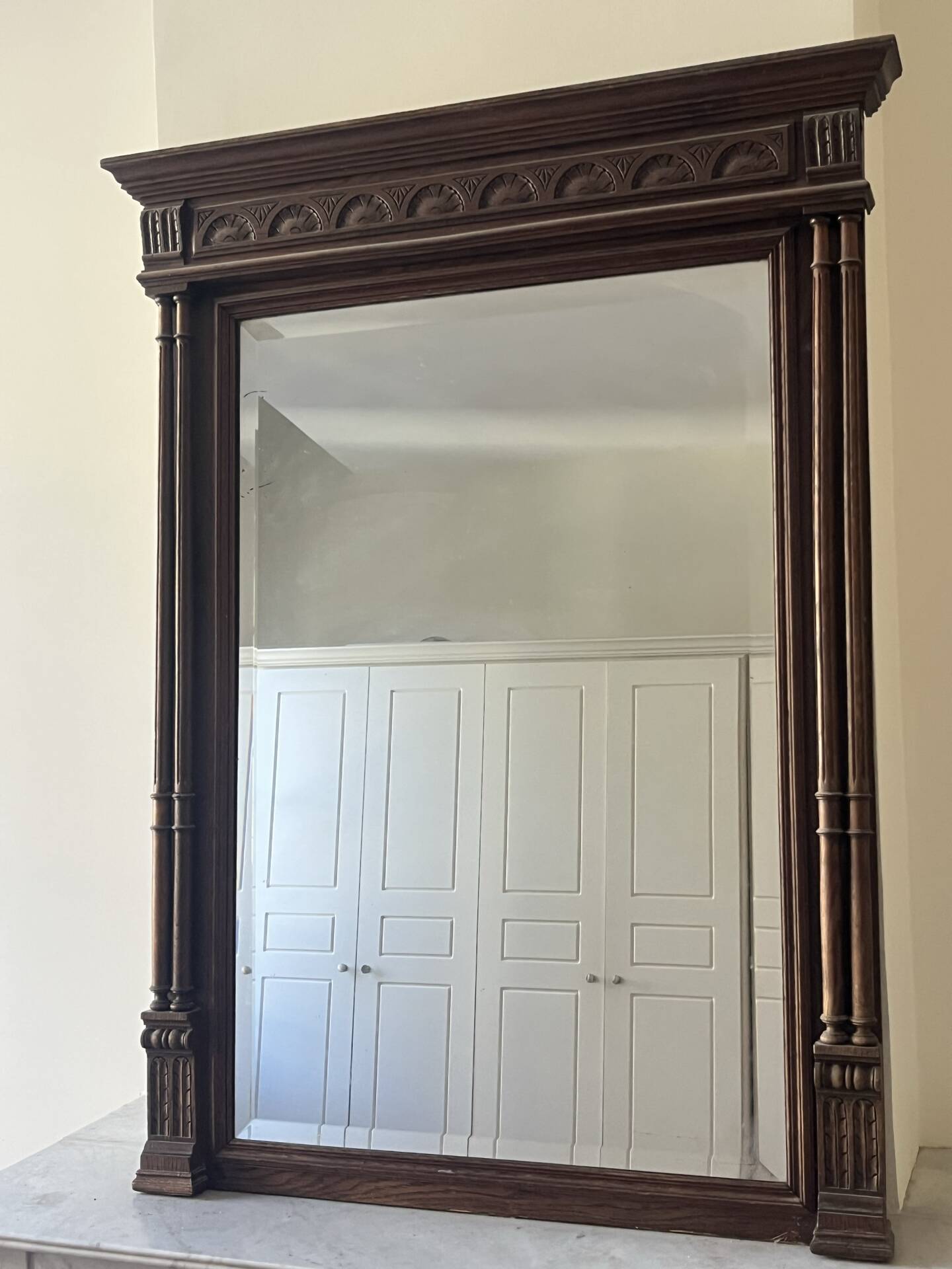 Large antique trumeau mirror in carved wood – 19th century / neoclassical style