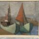 Original Swedish Oil on Canvas – “Motif with Sailboats” by Birgit Forsell (1909–2003) – 1941 – Vintage & Framed – 71.5 × 61.5cm