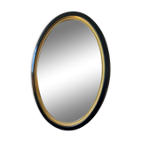 Vintage oval mirror wood black and gold