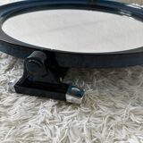 Round blue plexiglass mirror from the 70s