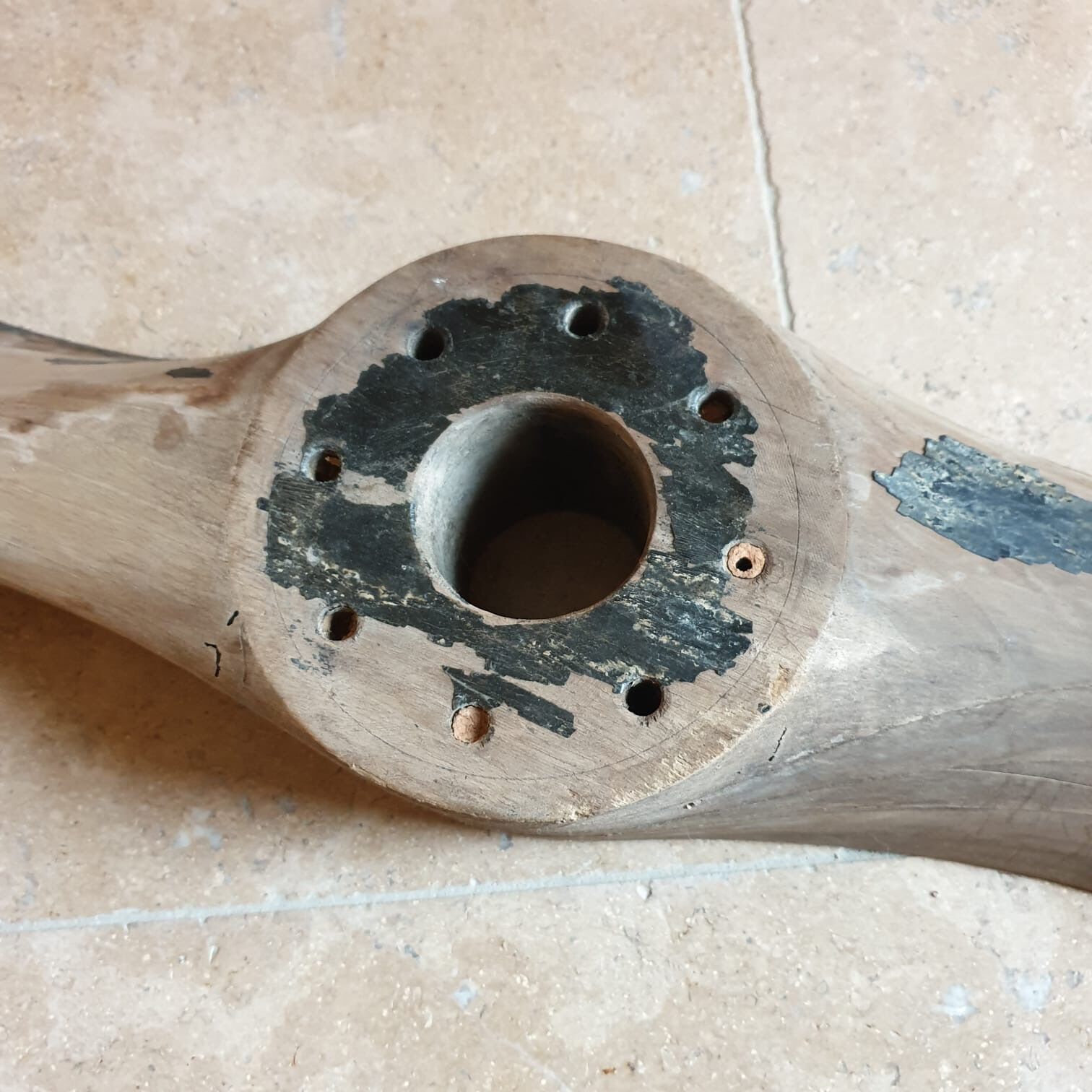 Old wooden airplane propeller