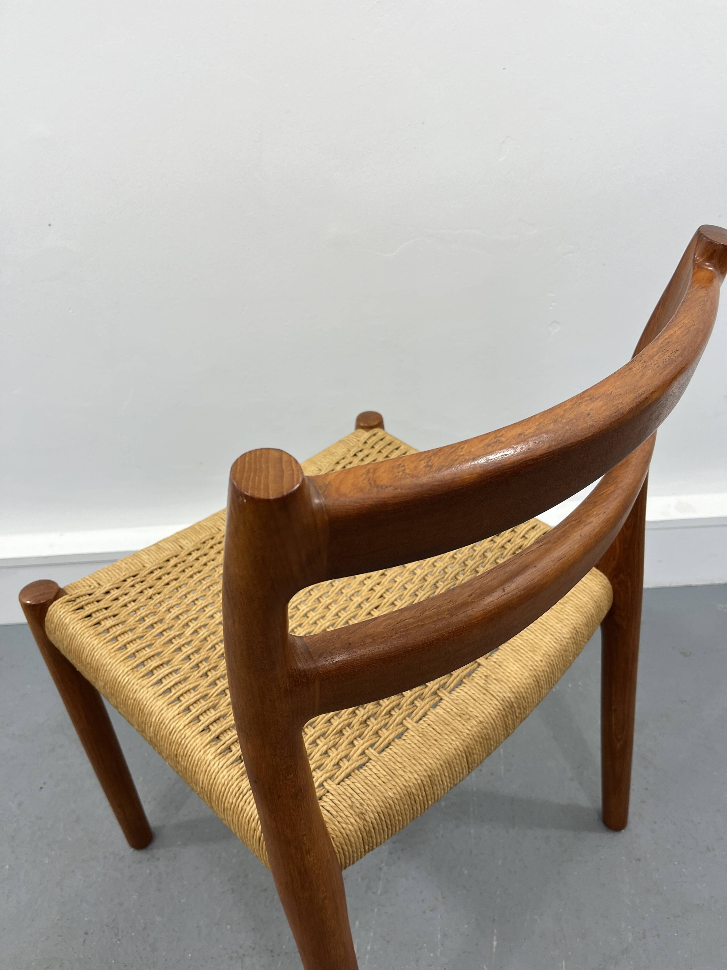 2 Danish Mid-Century Teak Dining Chairs #84 by Niels O. Møller for J. L. Moller