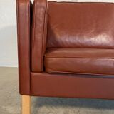 Vintage Danish mid-century Mogens Hansen 2 person cognac leather sofa