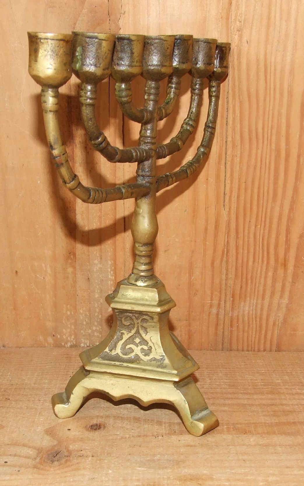 Ancient bronze menorah chandelier