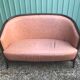 Lot of 2 armchairs and a sofa from Baumann in black wood and marble rose leather