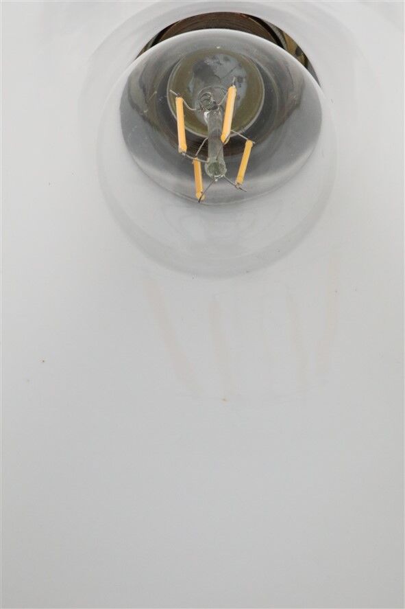 Teak / opaline glass pendant lamp / mid-century Danish modern design / 1960s