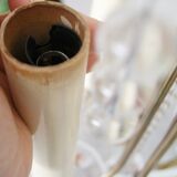 Lustre quatre flammes avec perles de verre laiton