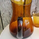 Old orangeade service blown glass carafe + 5 vintage verico glasses #a680