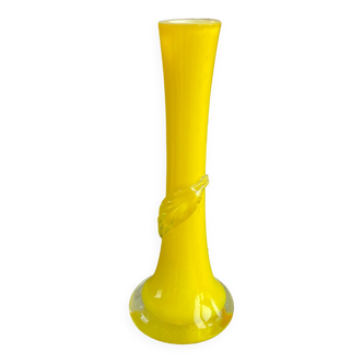 Vase soliflore jaune année 70