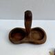 Oil and vinegar server amber glass and olive wood