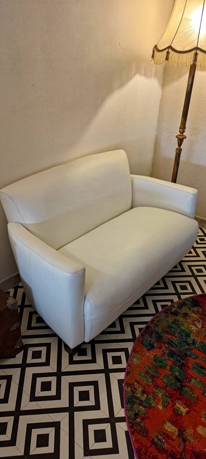 White leather sofa
